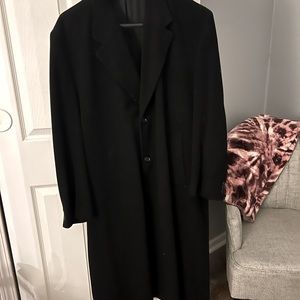Long black cashmere blend woven in Italy dress coat in excellent condition